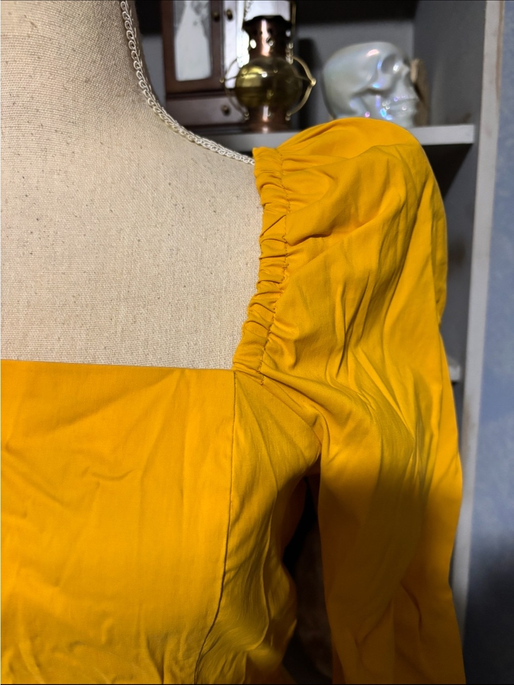 Women’s Levi’s Yellow Puff Sleeve Square Neck Top S - Picture 5 of 11